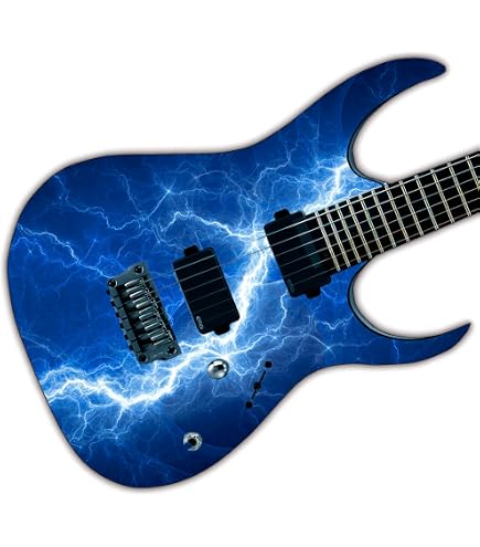 Guitar or Bass Custom Wrap Vinyl Decal Sticker Blue Lightning Bolt